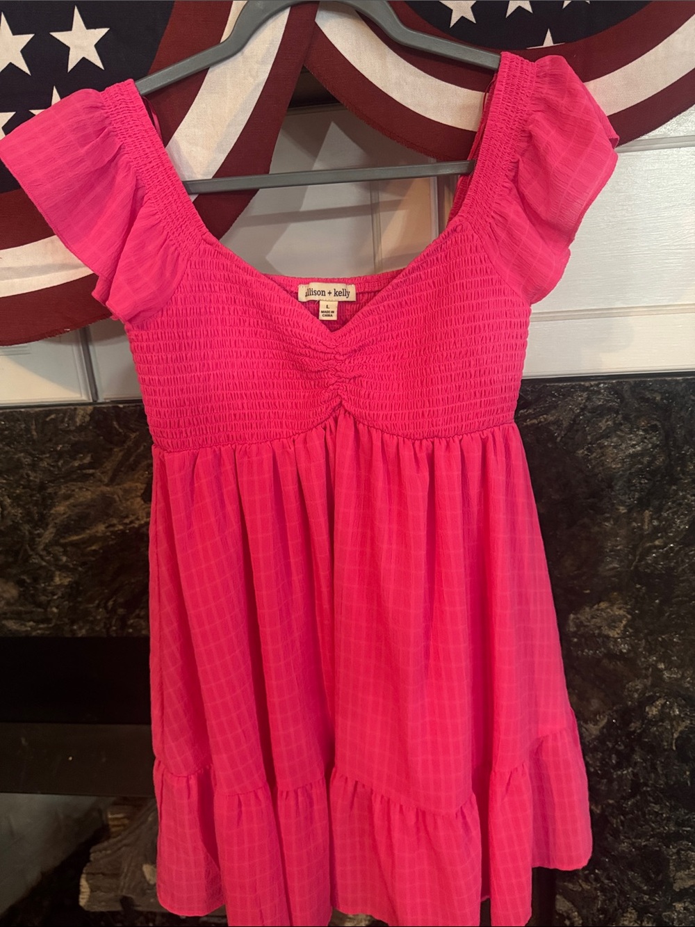 Girls' Bright Pink Smocked Ruffle-Sleeve Dress by Alison + Kelly
